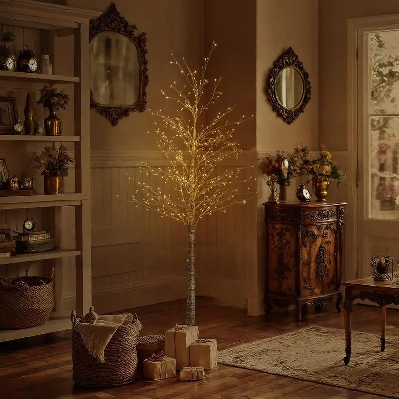 Árbol de Abedul Decorativo con Luces de Hadas - Añade un Toque Mágico a Tu Hogar