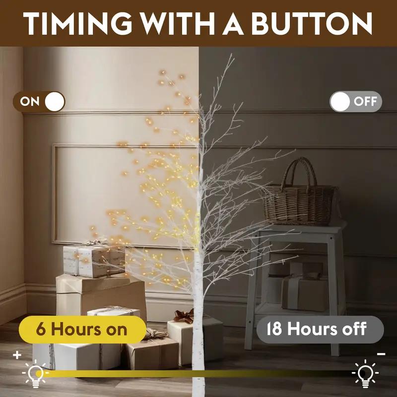 Árbol de Abedul Decorativo con Luces de Hadas - Añade un Toque Mágico a Tu Hogar