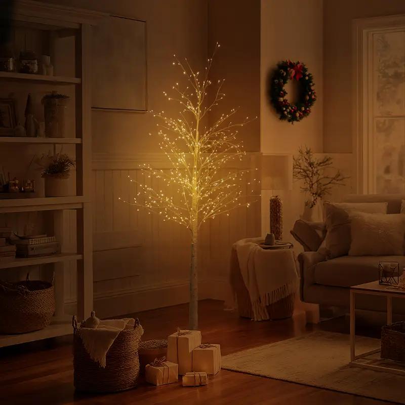 Árbol de Abedul Decorativo con Luces de Hadas - Añade un Toque Mágico a Tu Hogar